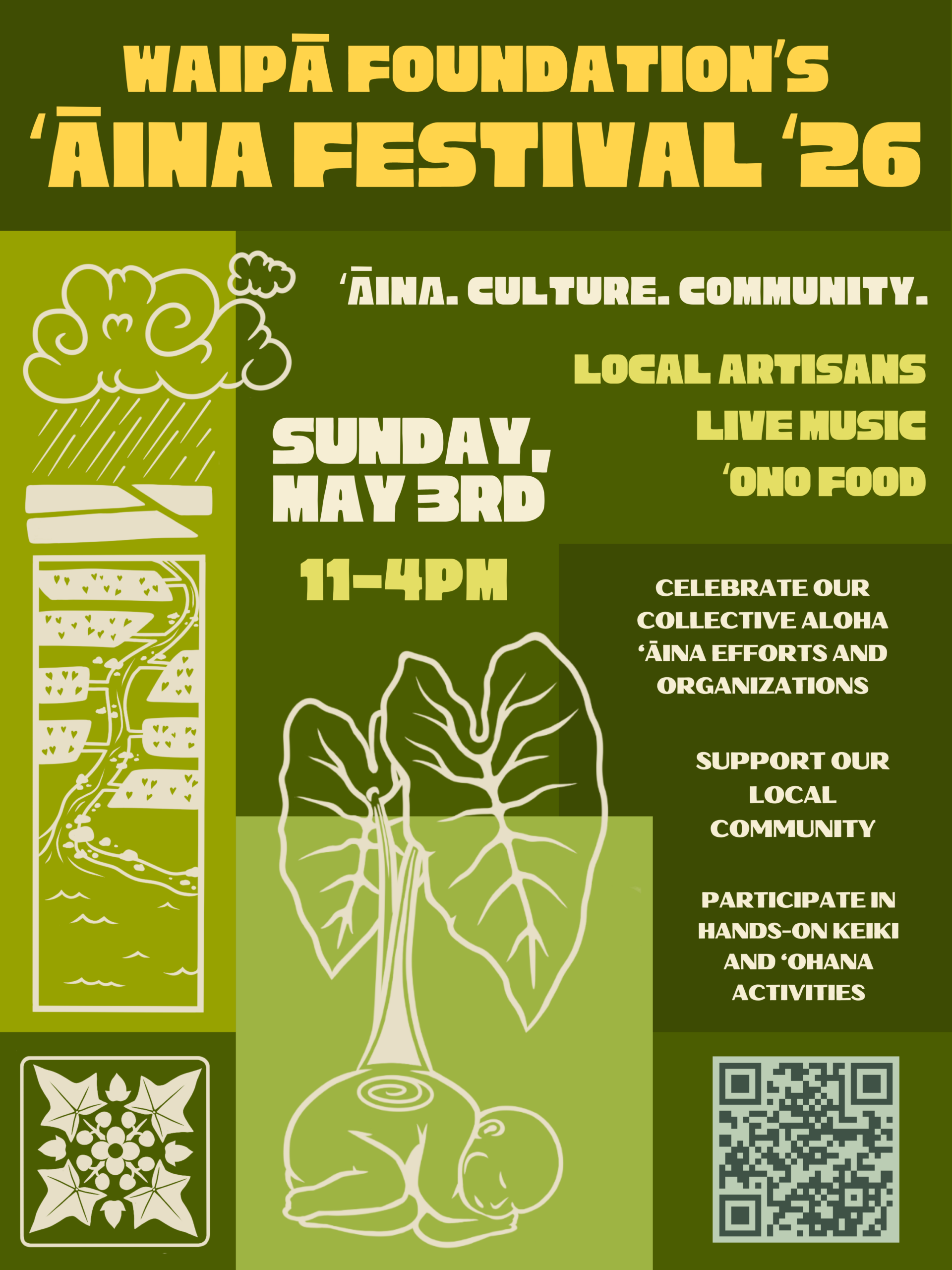 event flyer with kalo drawing on it